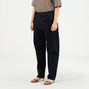 Tibi Newman Black Denim Frayed-Waist Jeans